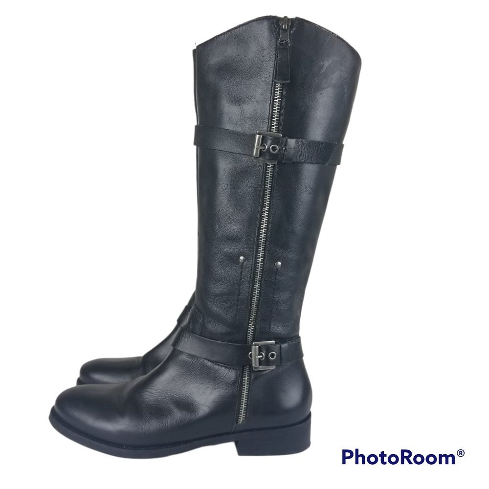 Matisse Militia Womens 9.5 Tall Knee High Black Leather Riding Boots Side Zip